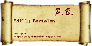 Pály Bertalan névjegykártya